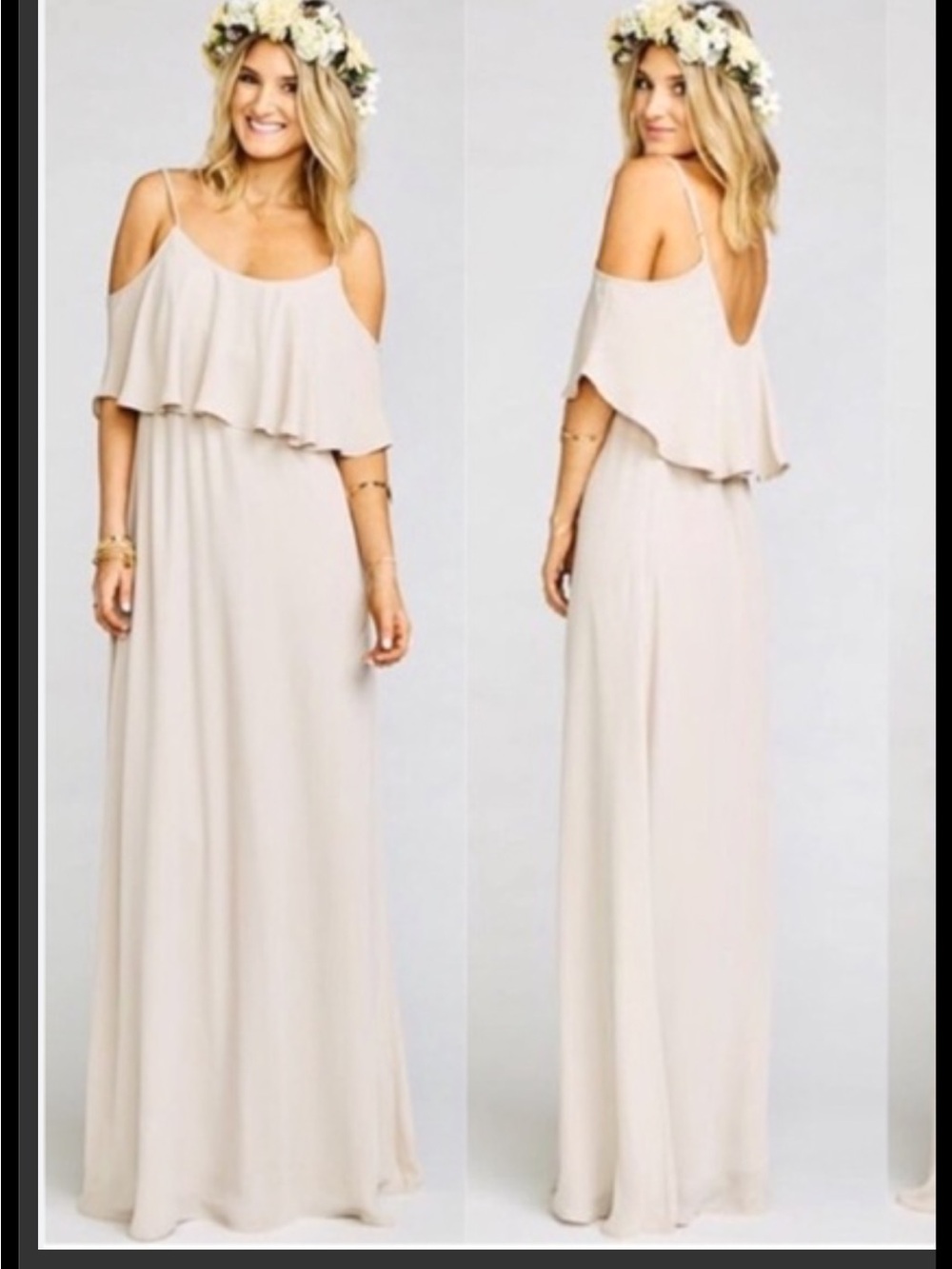 Show Me Your MuMu Cream Cold-Shoulder Ruffle Maxi Dress